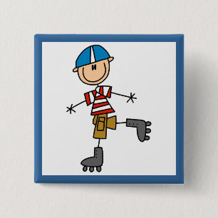 Schaatsstokfiguur Vierkante Button 5,1 Cm