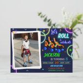 Schaatsuitnodiging Foto jongen Sk8 uitnodiging (Staand voorkant)