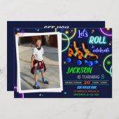 Schaatsuitnodiging Foto jongen Sk8 uitnodiging (Voorkant / Achterkant)