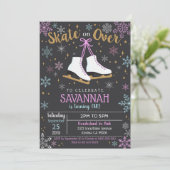 Schaatsuitnodiging Schaatsen Party Girl Kaart (Staand voorkant)