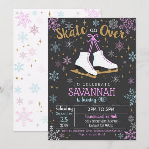 Schaatsuitnodiging Schaatsen Party Girl Kaart