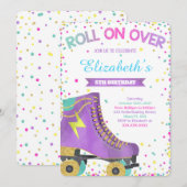 Schaatsuitnodiging, Verjaardagsuitnodiging Kaart (Voorkant / Achterkant)