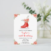 Schaatsverjaardagsfeest Rood Briefkaart (Staand voorkant)