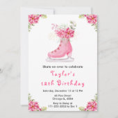 Schaatsverjaardagsfeest Roze Kaart (Voorkant)