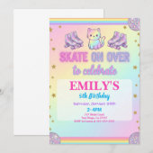 Schaatsverjaardagsfeest uitnodiging (Voorkant / Achterkant)