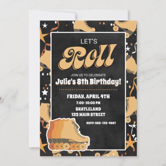 Schaatsverjaardagsfeest Uitnodigingen (Voorkant)