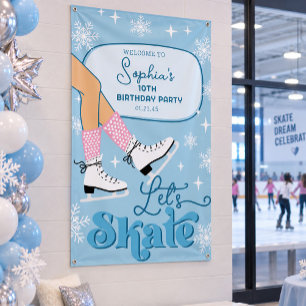 Schaatsverjaardagsfeestje Winter Schaatsfeest Verw Spandoek