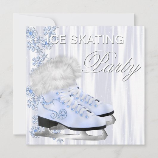 Schaatsverjaardagsfeestuitnodigingen Kaart (Voorkant)