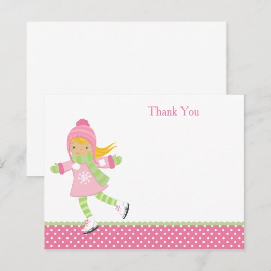 Schaatsverjaardagskaart bedankt (Voorkant / Achterkant)