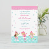 Schaatsverjaardagsuitnodigingen Kaart (Staand voorkant)