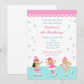 Schaatsverjaardagsuitnodigingen Kaart (Voorkant / Achterkant)