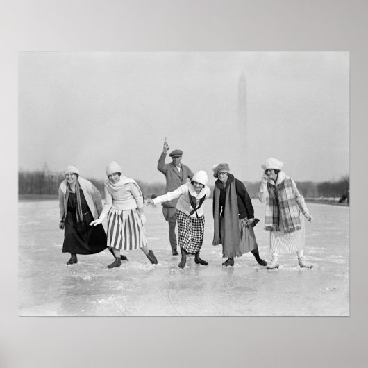 Schaatswedstrijd, 1925. Oude foto Poster (Voorkant)