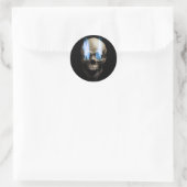 Schädel mit blauen Flammen Ronde Sticker (Tas)