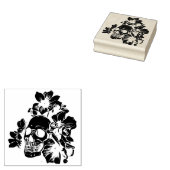 Schädel mit Mangnolia Blumen Rubberstempel (Gestempeld)