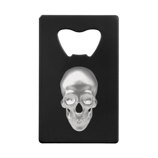 Schädel silber, 3D - Creditkaart Flessenopener (Voorkant)