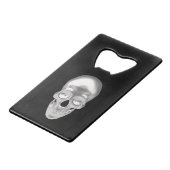 Schädel silber, 3D - Creditkaart Flessenopener (Voorkant Gekanteld)
