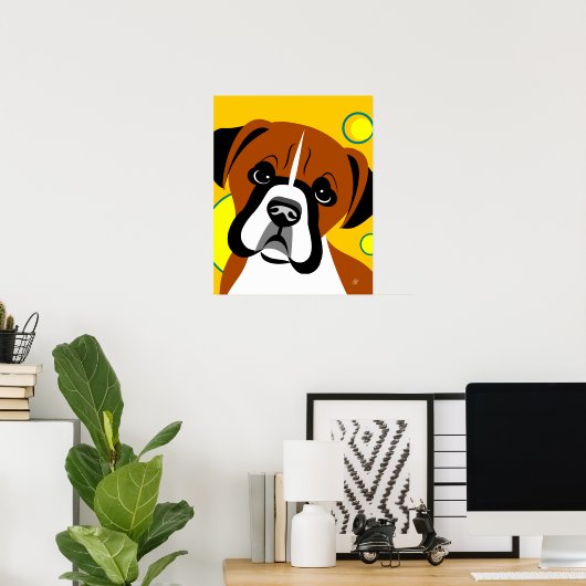 Schadelijk Boxer Dog Art Poster (Thuiskantoor)