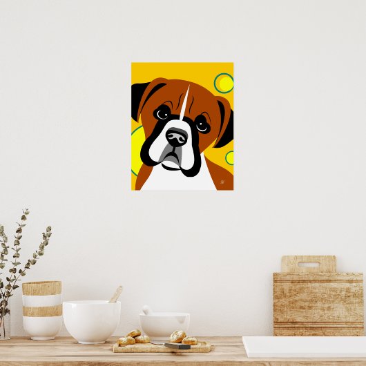 Schadelijk Boxer Dog Art Poster (Keuken)