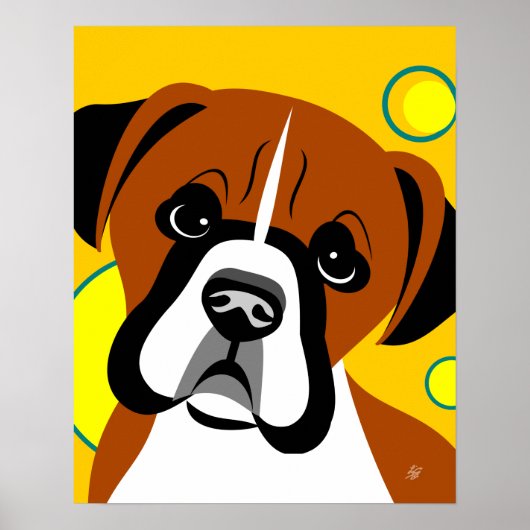 Schadelijk Boxer Dog Art Poster (Voorkant)