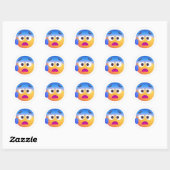 Schadelijk gezicht met Sweat Cute Colorful Emoji Ronde Sticker (Vel)