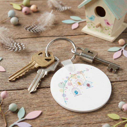 Schadelijke vogels in kooien Sleutelhanger