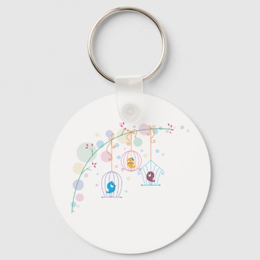 Schadelijke vogels in kooien Sleutelhanger (Voorkant)