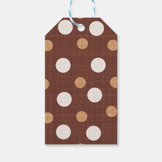 SCHADEN VAN BROWN- EN WITTE POLKA-PUNTEN CADEAULABEL (Voorkant)
