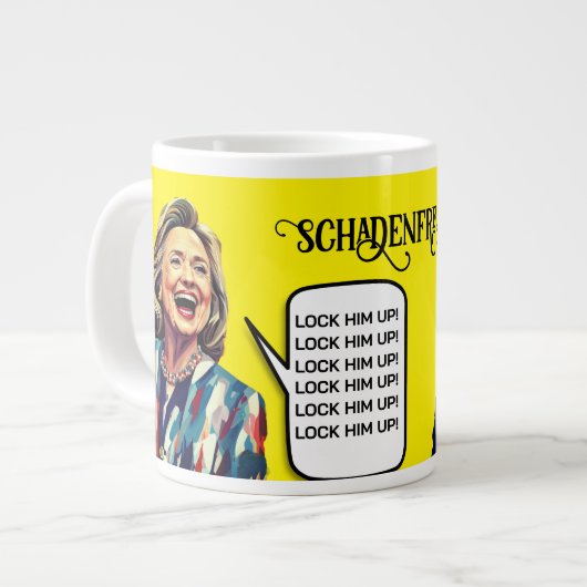Schadenfreude Hillary zegt Lock Trump Up Grote Koffiekop (Links)