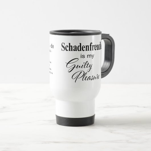 Schadenfreude* is mijn Guilty Pleasure Coffee Mok (Voorkant rechts)