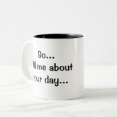 Schadenfreude Junkie Tweekleurige Koffiemok (Voorkant links)