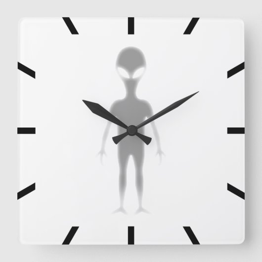 Schaduw Alien achtergrondkleur Vierkante Klok (Voorkant)