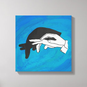 Schaduw Anteater op blauw Canvas Afdruk