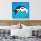Schaduw Anteater op blauw Canvas Afdruk (Insitu (Slaapkamer))