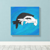Schaduw Anteater op blauw Canvas Afdruk (Insitu (Houten vloer))