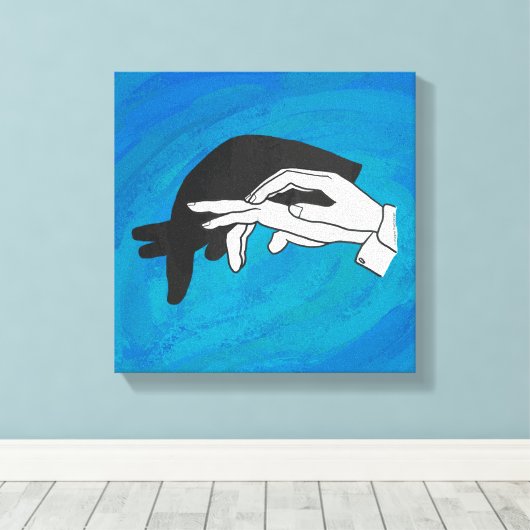 Schaduw Anteater op blauw Canvas Afdruk (Insitu (Houten vloer))