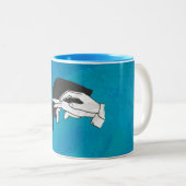 Schaduw Anteater op blauw Tweekleurige Koffiemok (Voorkant rechts)