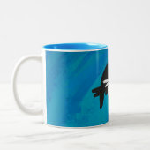 Schaduw Anteater op blauw Tweekleurige Koffiemok (Links)