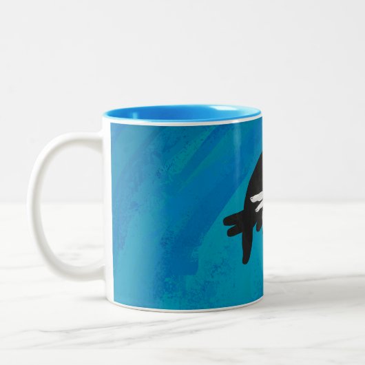 Schaduw Anteater op blauw Tweekleurige Koffiemok (Links)