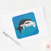 Schaduw Anteater op blauw Vierkante Sticker (Envelop)