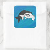 Schaduw Anteater op blauw Vierkante Sticker (Tas)