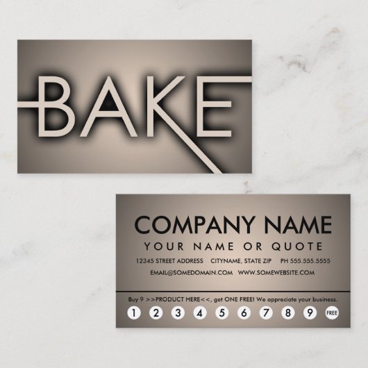 schaduw BAKE (kleur aanpasbaar) Klantenkaartje (Voorkant / Achterkant)