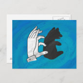 Schaduw-Beer-kubus op blauw Briefkaart (Voorkant / Achterkant)