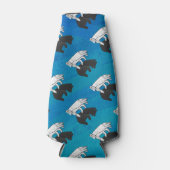 Schaduw Beer kubus op blauw Flesjeskoeler (Voorkant)