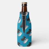 Schaduw Beer kubus op blauw Flesjeskoeler (Fles Achterkant)