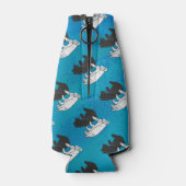 Schaduw Beer kubus op blauw Flesjeskoeler (Achterkant)