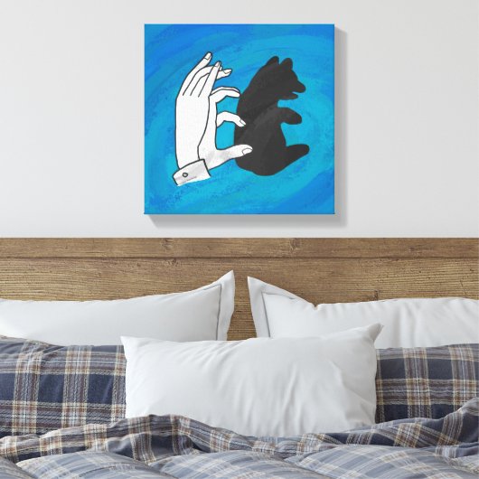 Schaduw Beer snijwond blauw Canvas Afdruk (Insitu (Slaapkamer))