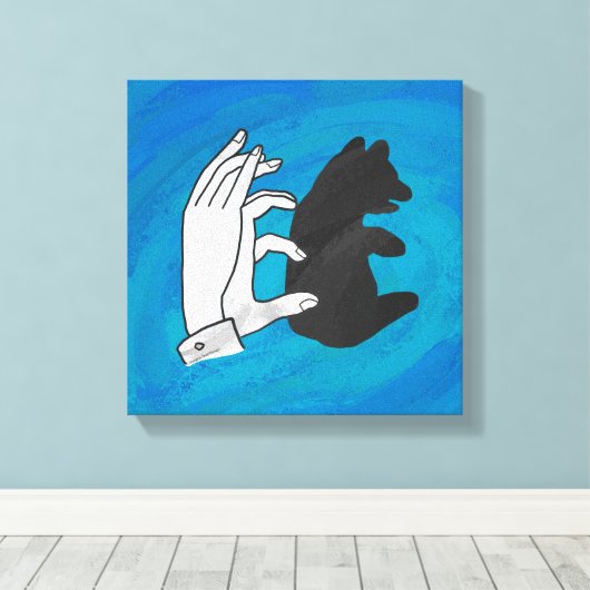 Schaduw Beer snijwond blauw Canvas Afdruk (Insitu (Houten vloer))