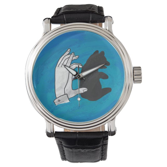 Schaduw Beer snijwond blauw Horloge (Voorkant)