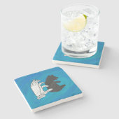 Schaduw Beer snijwond blauw Stenen Onderzetter (Zijkant)