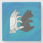 Schaduw Beer snijwond blauw Stenen Onderzetter (Voorkant)